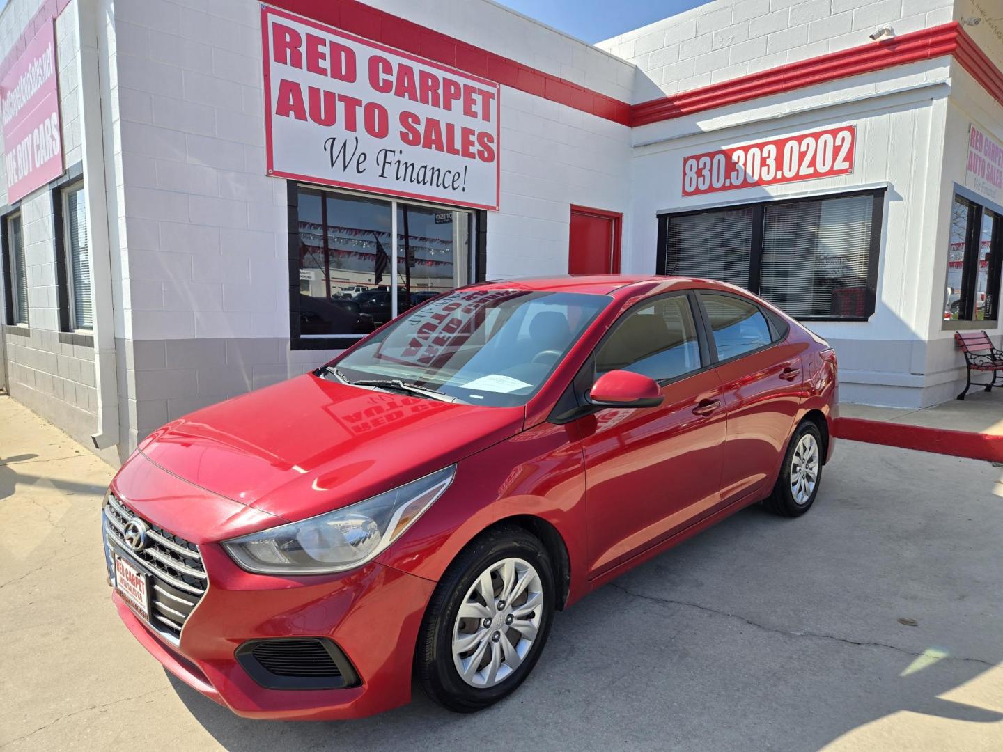 2018 Red Hyundai Accent SEL 4-Door 6A (3KPC24A35JE) with an 1.6L L4 DOHC 16V engine, 6A transmission, located at 503 West Court, Seguin, TX, 78155, (830) 379-3373, 29.568621, -97.969803 - Photo#0