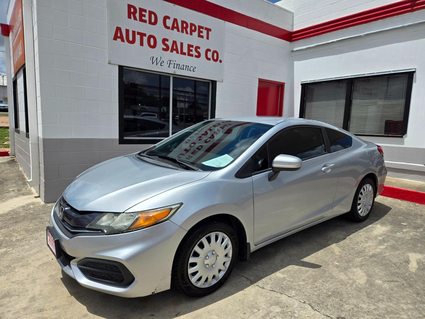 2014 SILVER Honda Civic LX Coupe CVT (2HGFG3B58EH) with an 2.3L L4 SOHC 16V engine, Continuously Variable Transmission transmission, located at 503 West Court, Seguin, TX, 78155, (830) 379-3373, 29.568621, -97.969803 - Photo#0