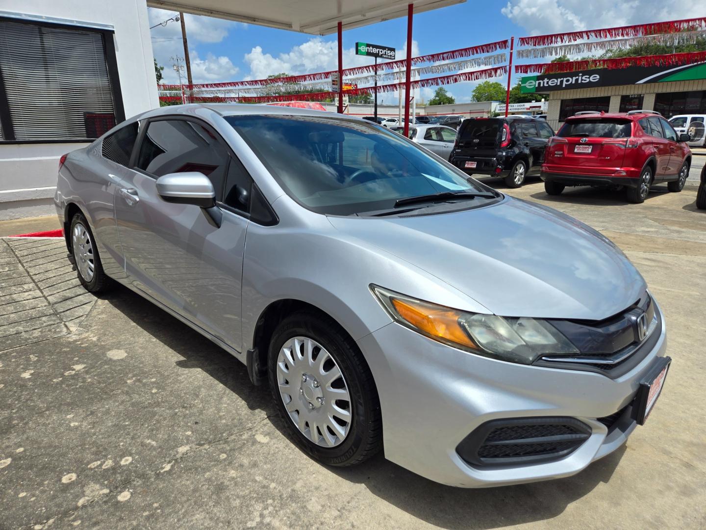 2014 SILVER Honda Civic LX Coupe CVT (2HGFG3B58EH) with an 2.3L L4 SOHC 16V engine, Continuously Variable Transmission transmission, located at 503 West Court, Seguin, TX, 78155, (830) 379-3373, 29.568621, -97.969803 - Photo#1