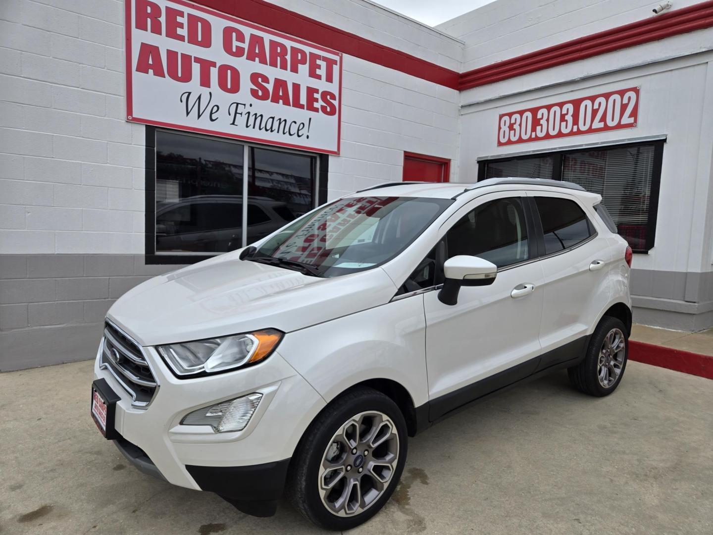 2020 WHITE Ford EcoSport Titanium AWD (MAJ6S3KL8LC) with an 2.0L L4 DOHC 16V engine, 6A transmission, located at 503 West Court, Seguin, TX, 78155, (830) 379-3373, 29.568621, -97.969803 - 2020 Ford EcoSport Titanium AWD with a 2.0L L4 DOHC 16V, Automatic, Tilt, Cruise, AM/FM Touchscreen Stereo, Power Windows, Locks, Seat and Side Mirrors, Navigation System, Leather Seating, Bluetooth, Backup Camera, Bumper Sensors, Power Sunroof, Heated Seats, Heated Steering Wheel, Alloy Wheels, Rea - Photo#0