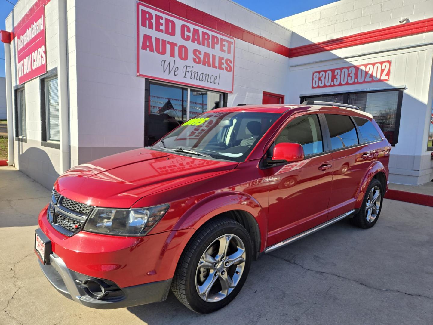 2016 Red Dodge Journey Crossroad FWD (3C4PDCGG2GT) with an 3.6L V6 DOHC 24V engine, 6-Speed Automatic transmission, located at 503 West Court, Seguin, TX, 78155, (830) 379-3373, 29.568621, -97.969803 - 2016 Dodge Journey Crossroad FWD with a 3.6L V6 DOHC 24V, Automatic, Tilt, Cruise, AM/FM Touchscreen Stereo, Power Windows, Locks and Side Mirrors, Bluetooth, Tinted Windows, Third Row Seating, Alloy Wheels, Rear Wiper, Rear Defroster and more!! - Photo#0